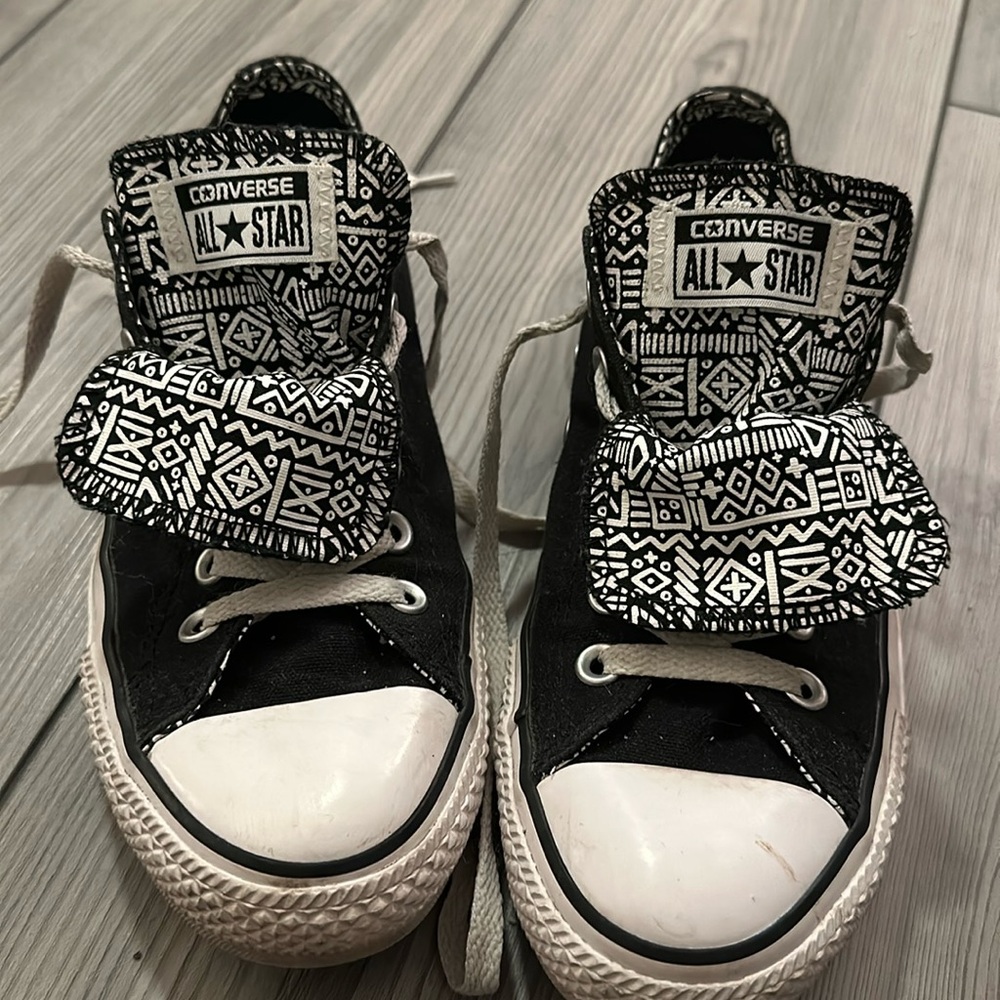 Converse Chuck Taylor Shoes Foldover Low Top Sneaker Black Shoes Geometric